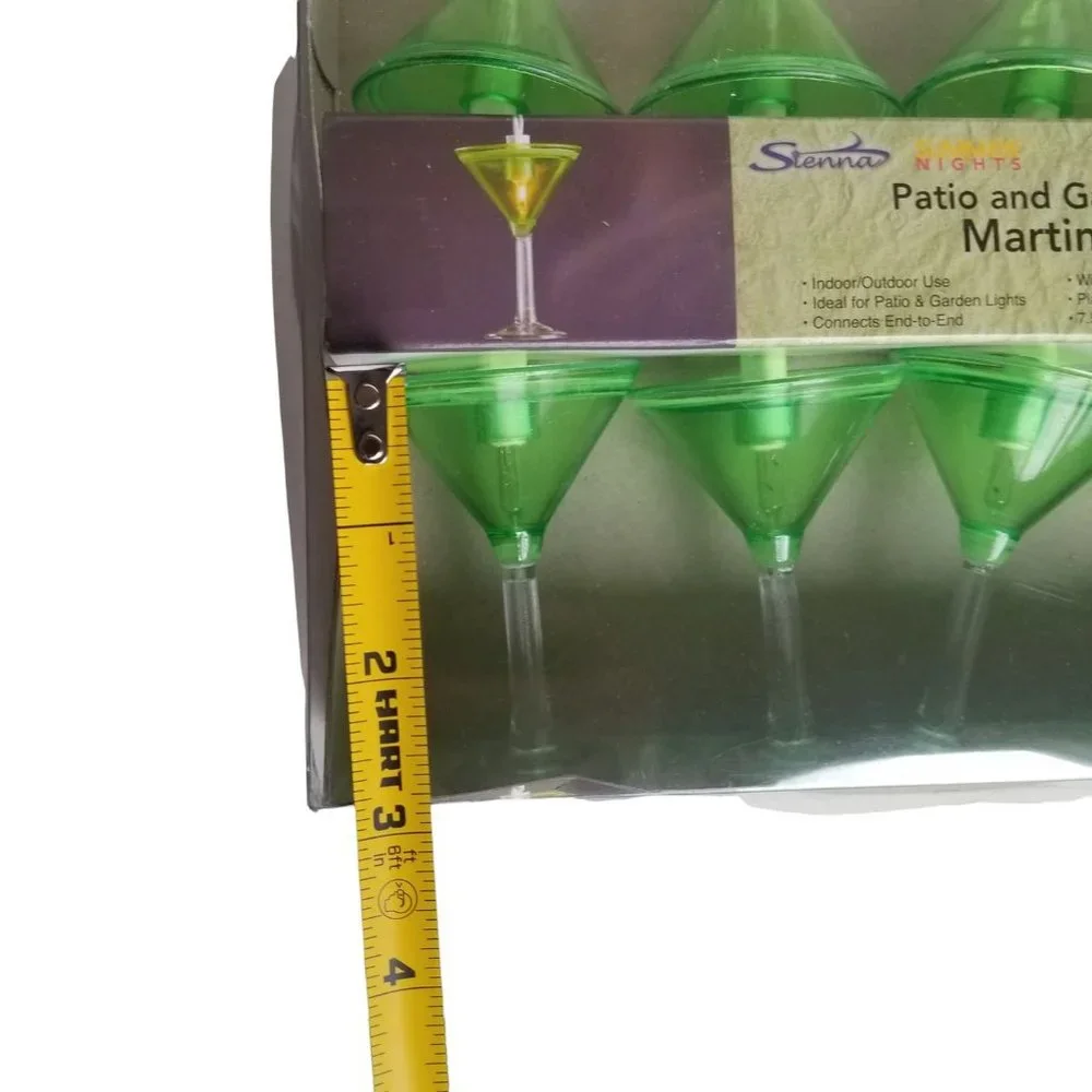 Martini Glass Party Lights Set Patio and Garden Green 10 Plastic 3 inch lights